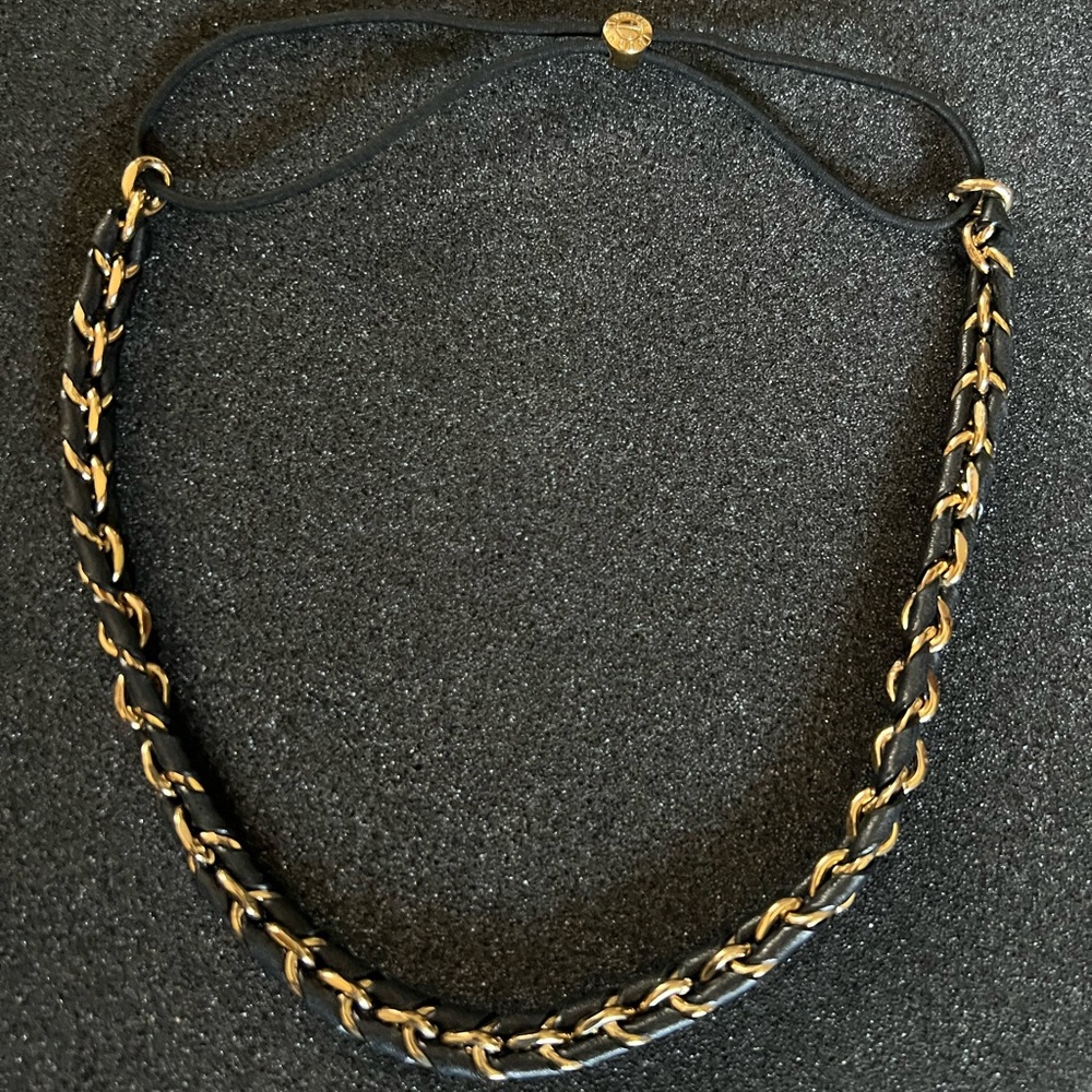 Henri Bendel Black Leather Gold Headband - Picture 4 of 7